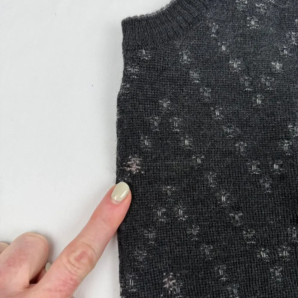 Vintage 90s Virgin Wool Sweater Vest Charcoal V-Neck Mark Shale Sz L
